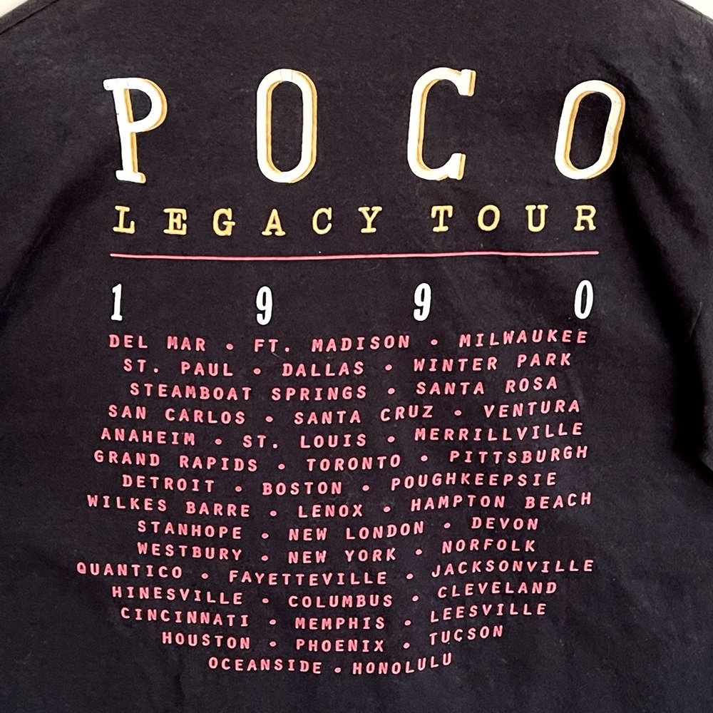 Vintage Poco 1990 Legacy Tour Horse Graphic Black Band T Shirt Adult size Large - Picture 11 of 12